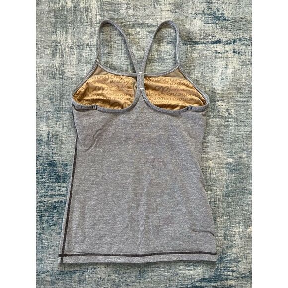 Lululemon Power Y Heathered Black Gray White Tonka Stripe Tank Top Size 4 - Picture 7 of 7